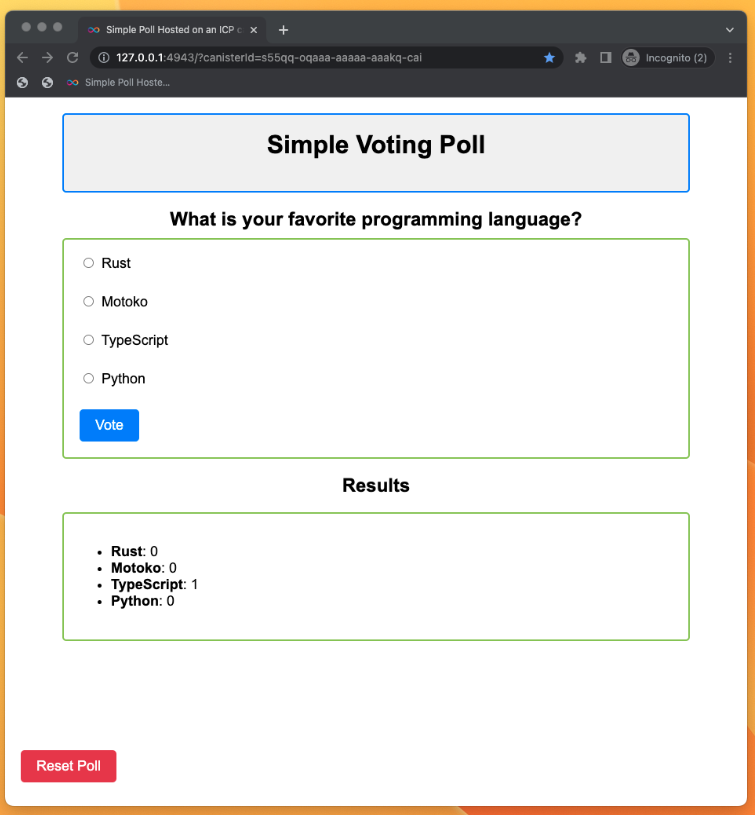 Poll dapp